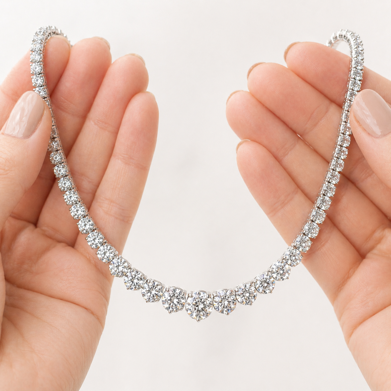 Natural Diamond Rivera Graduating Necklace 14Kt White Gold