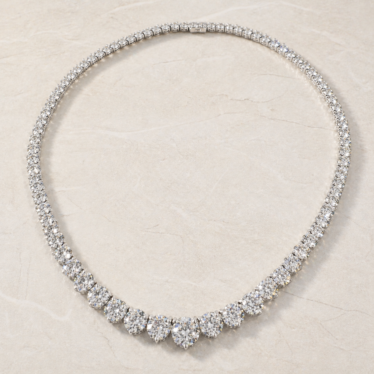 Natural Diamond Rivera Graduating Necklace 14Kt White Gold