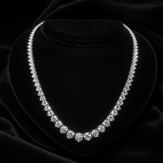 Natural Diamond Riviera Necklace 14KT White Gold