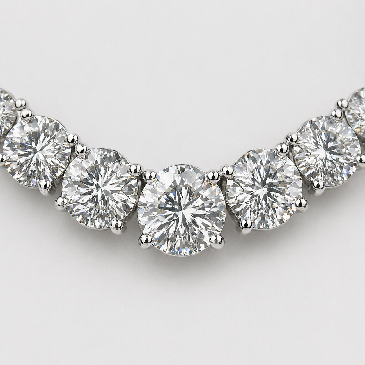Natural Diamond Riviera Necklace 14KT White Gold