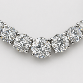 Natural Diamond Riviera Necklace 14KT White Gold