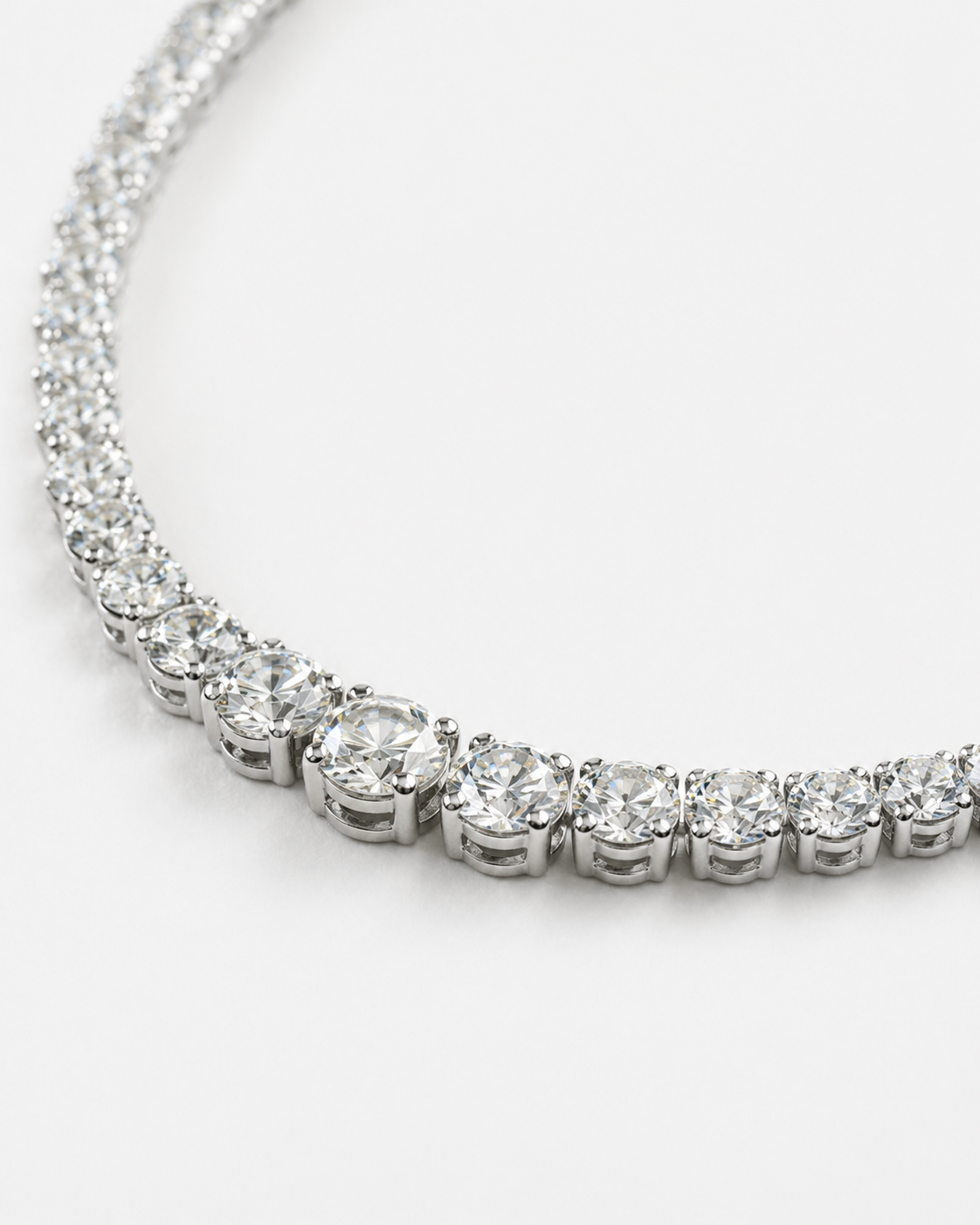 Natural Round Diamond Rivera Graduating Necklace 14KT White Gold
