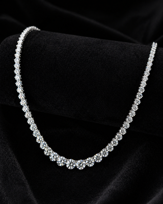 Natural Round Diamond Rivera Graduating Necklace 14KT White Gold