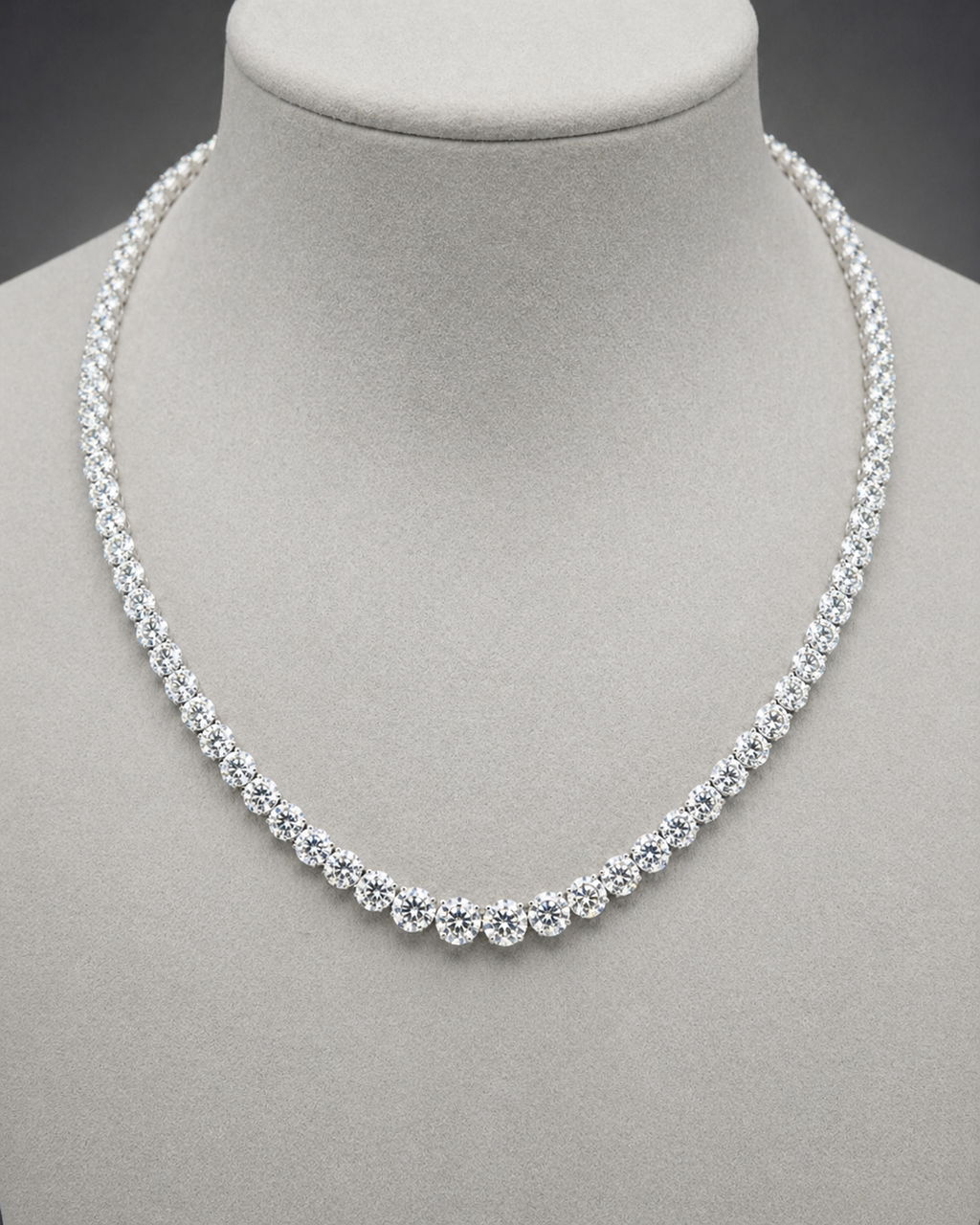 Natural Round Diamond Rivera Graduating Necklace 14KT White Gold