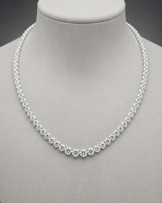 Natural Round Diamond Rivera Graduating Necklace 14KT White Gold