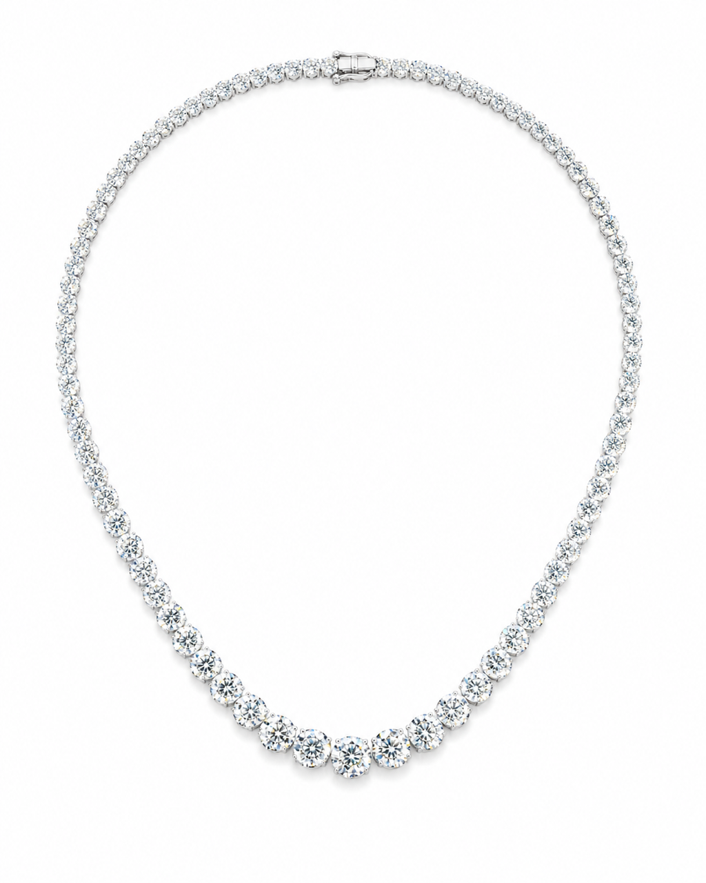 Natural Round Diamond Rivera Graduating Necklace 14KT White Gold