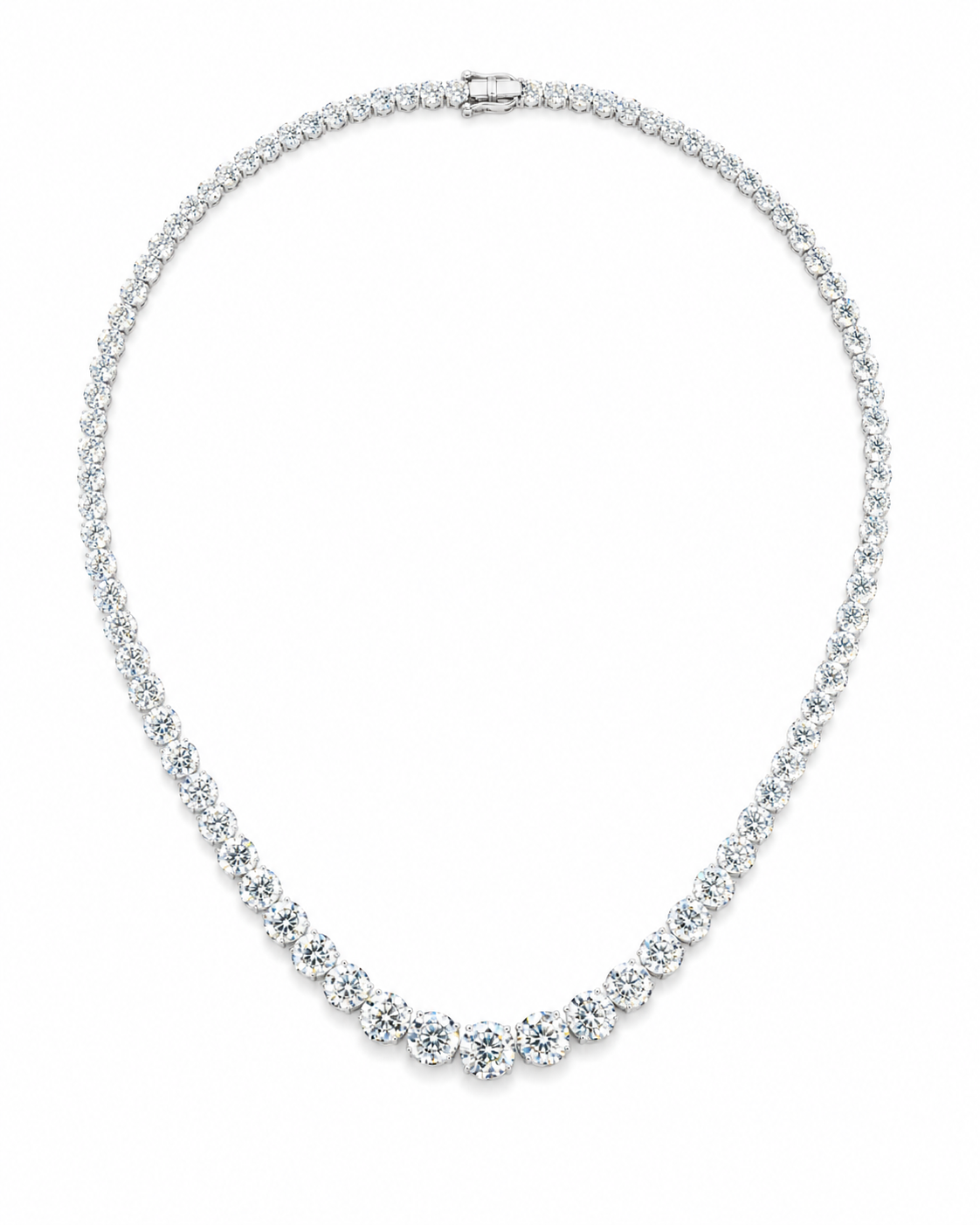 Natural Round Diamond Rivera Graduating Necklace 14KT White Gold