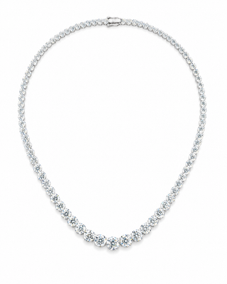 Natural Round Diamond Rivera Graduating Necklace 14KT White Gold