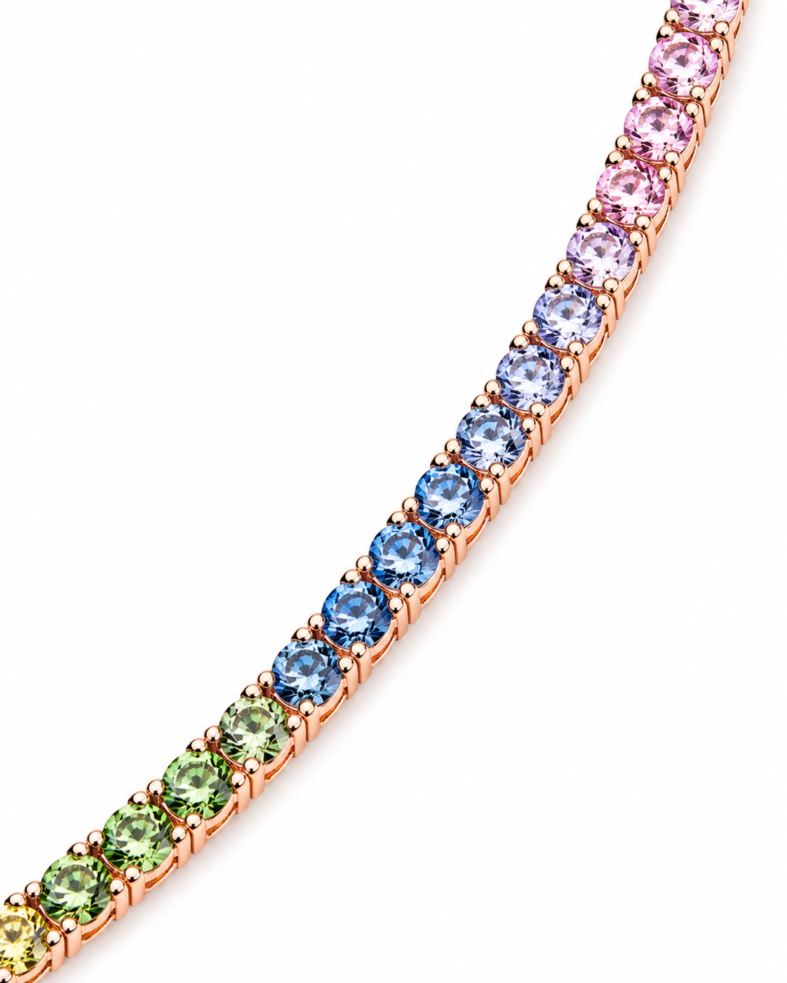 Natural Sapphire Round Cut Necklace 14KT Rose Gold