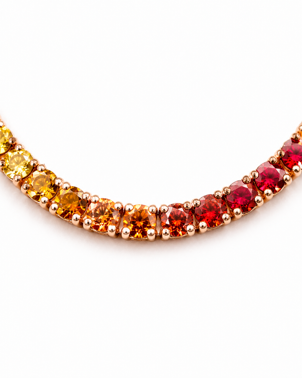 Natural Sapphire Round Cut Necklace 14KT Rose Gold