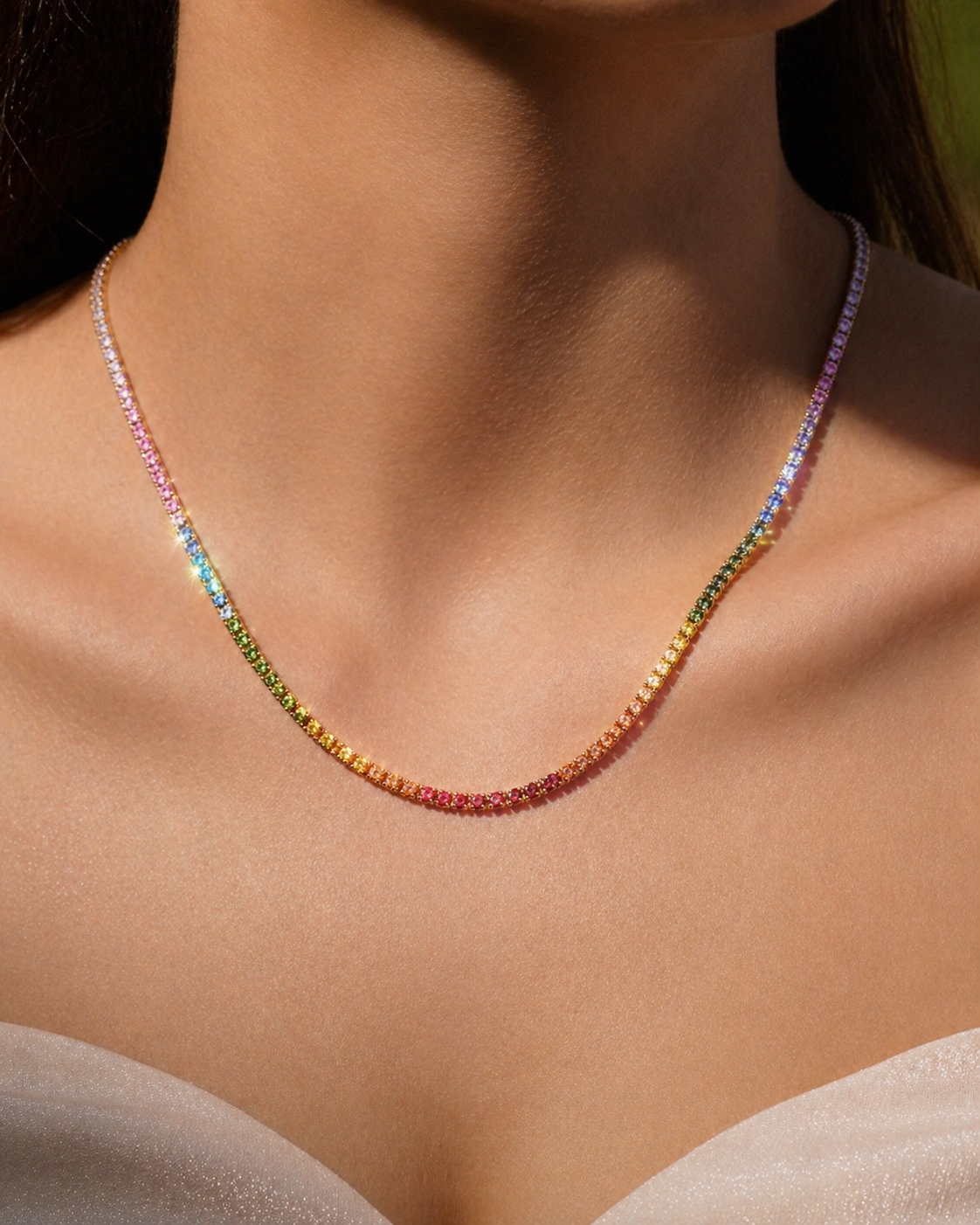 Natural Sapphire Round Cut Necklace 14KT Rose Gold