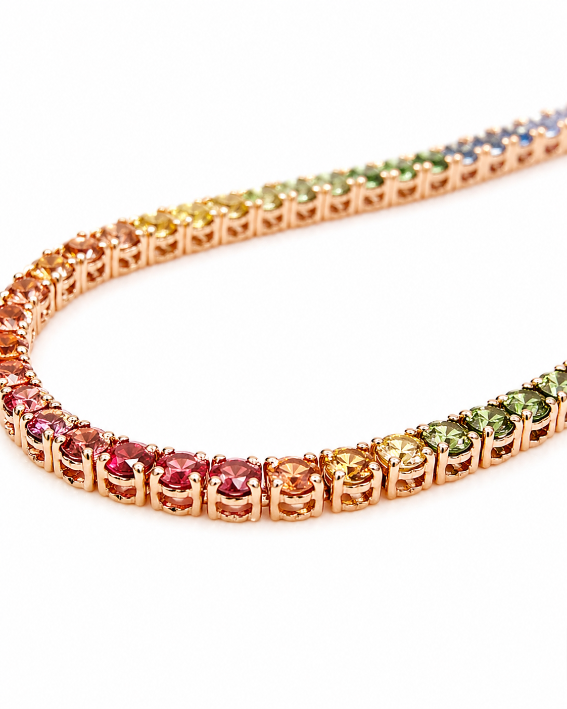Natural Sapphire Round Cut Necklace 14KT Rose Gold