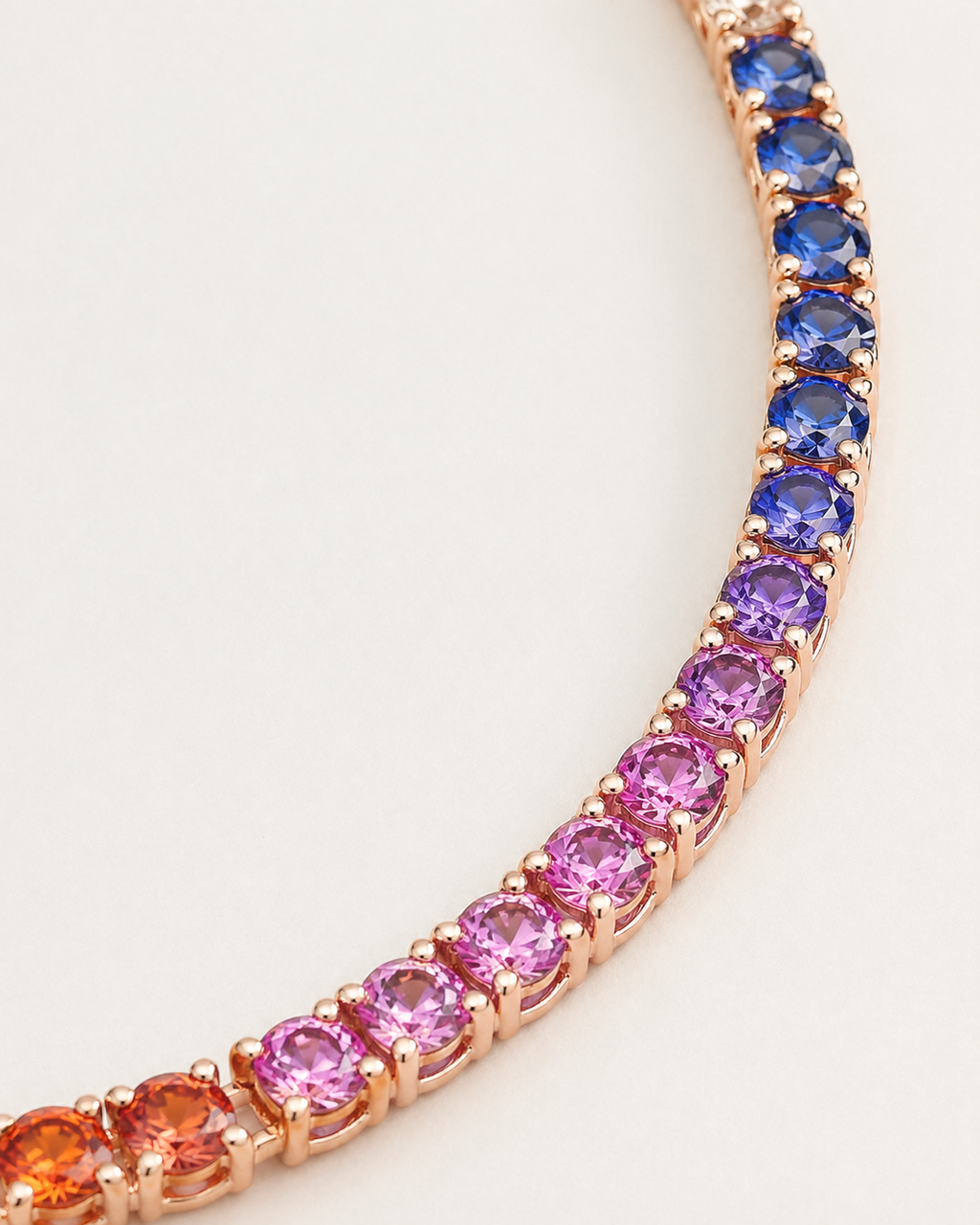 Natural Sapphire Round Cut Necklace 14KT Rose Gold
