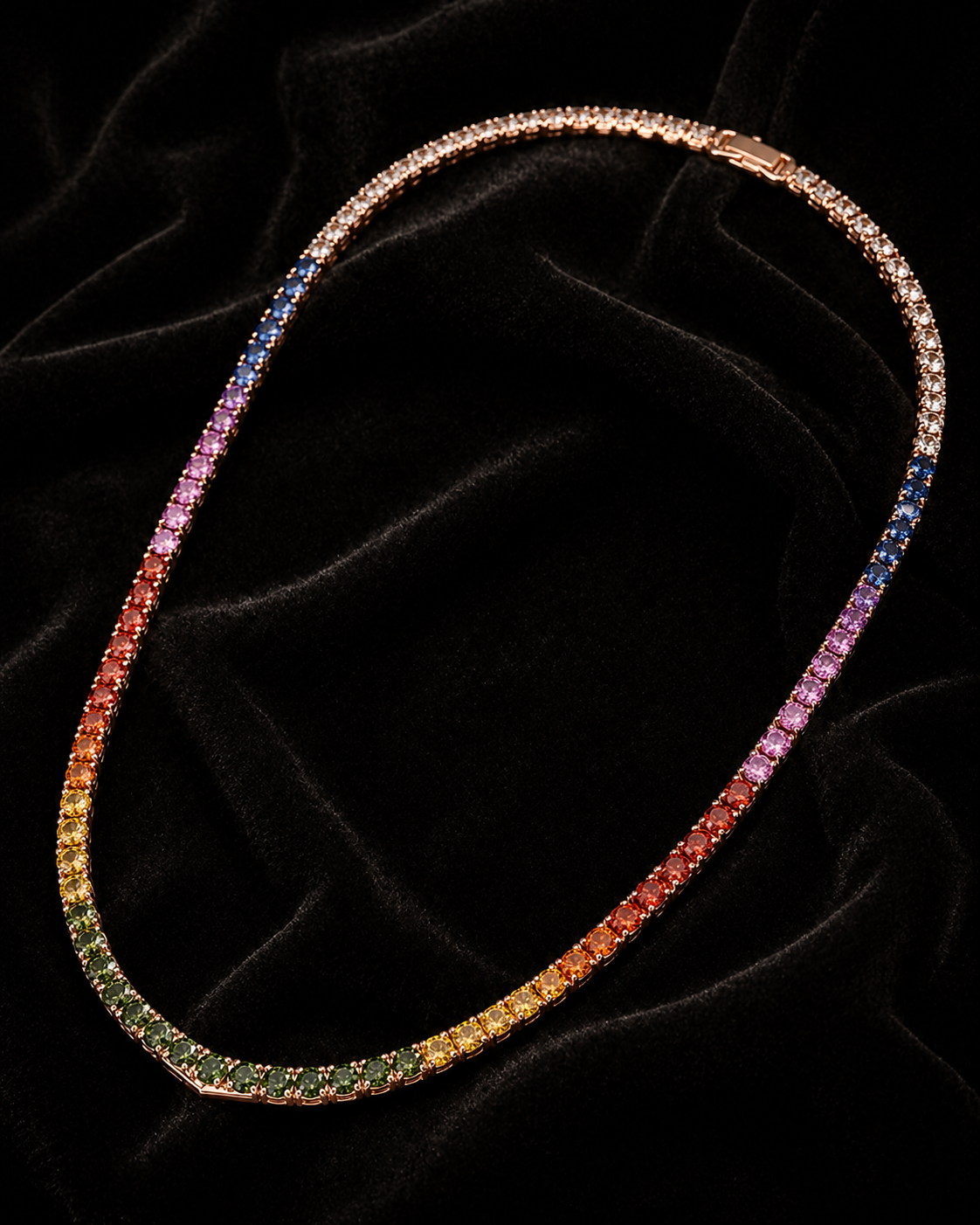 Natural Sapphire Round Cut Necklace 14KT Rose Gold