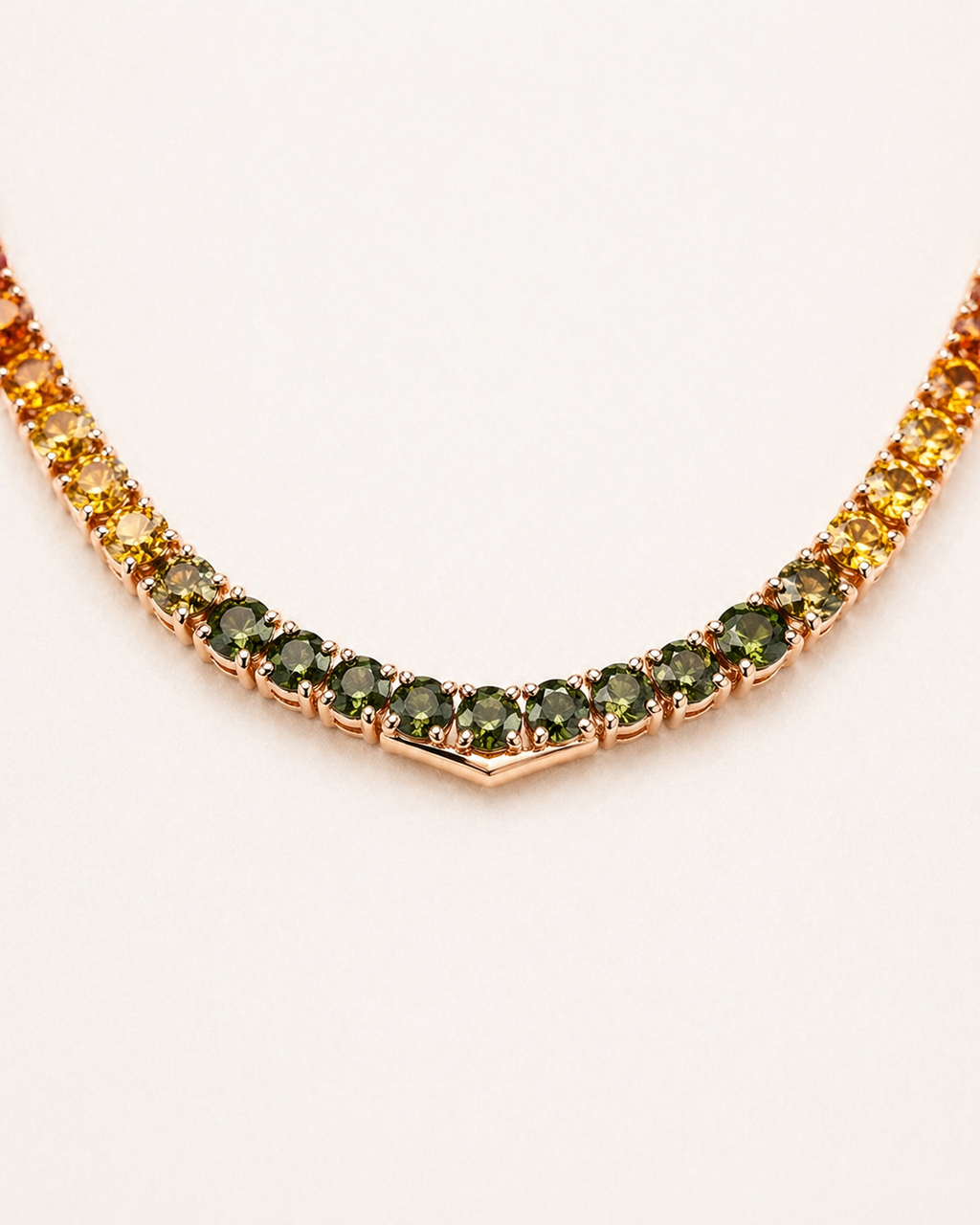 Natural Sapphire Round Cut Necklace 14KT Rose Gold