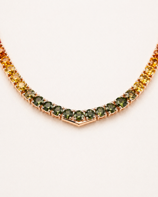 Natural Sapphire Round Cut Necklace 14KT Rose Gold