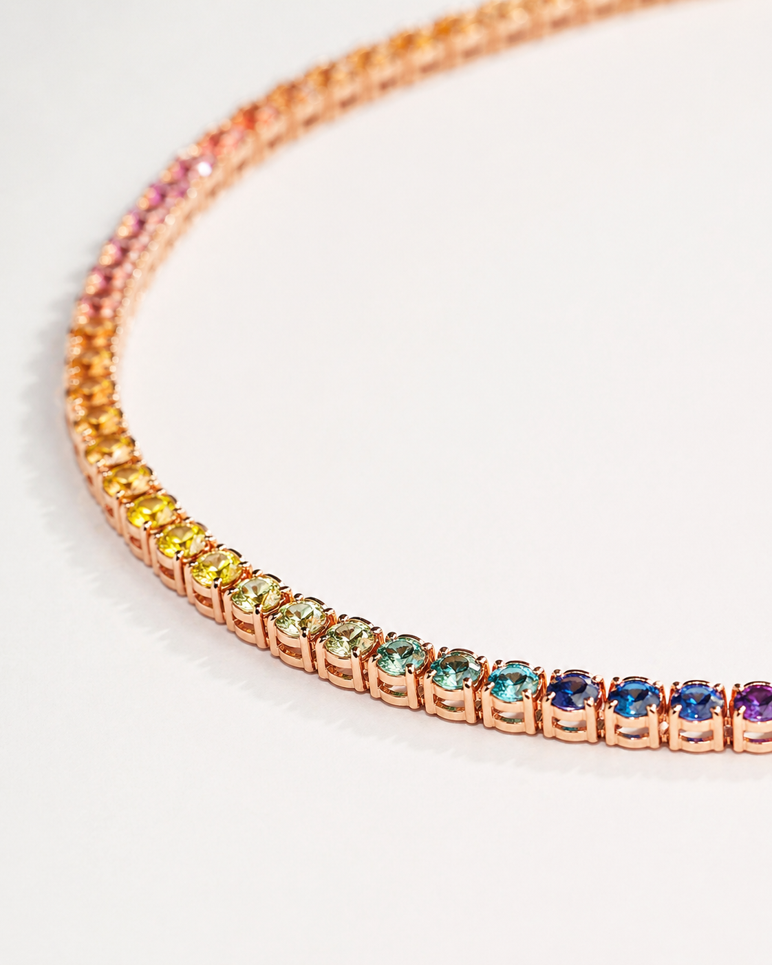 Natural Sapphire & Rubies Tennis Necklace 18KT Rose Gold