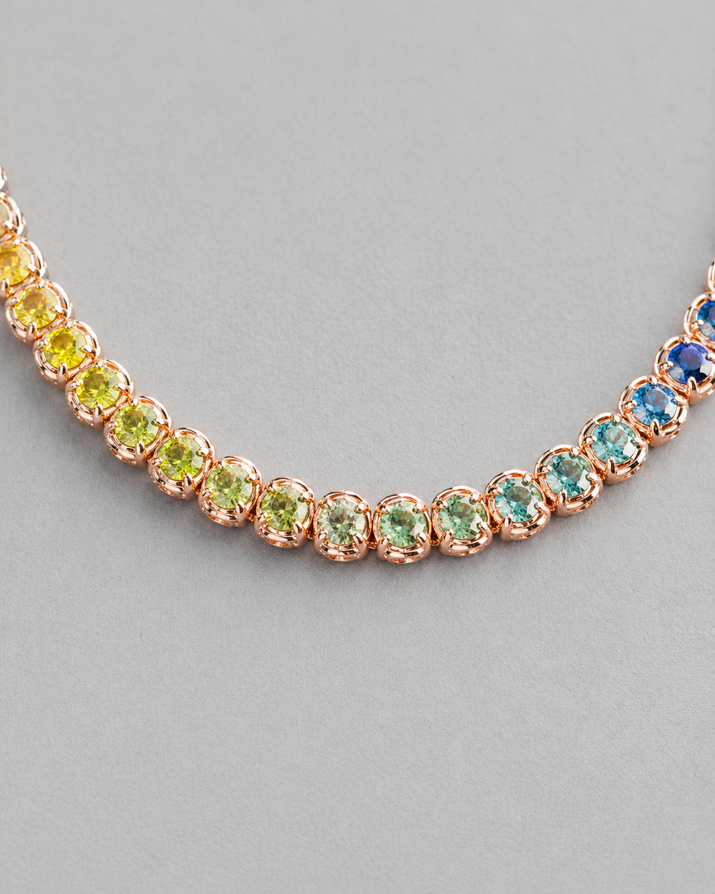 Natural Sapphire & Rubies Tennis Necklace 18KT Rose Gold