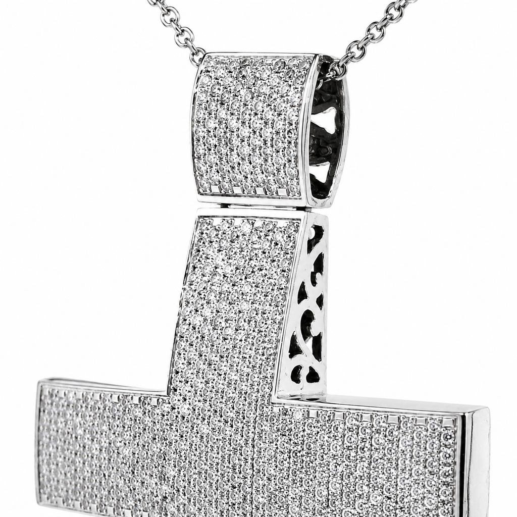 Natural Diamonds Cross Pendant 14KT White Gold