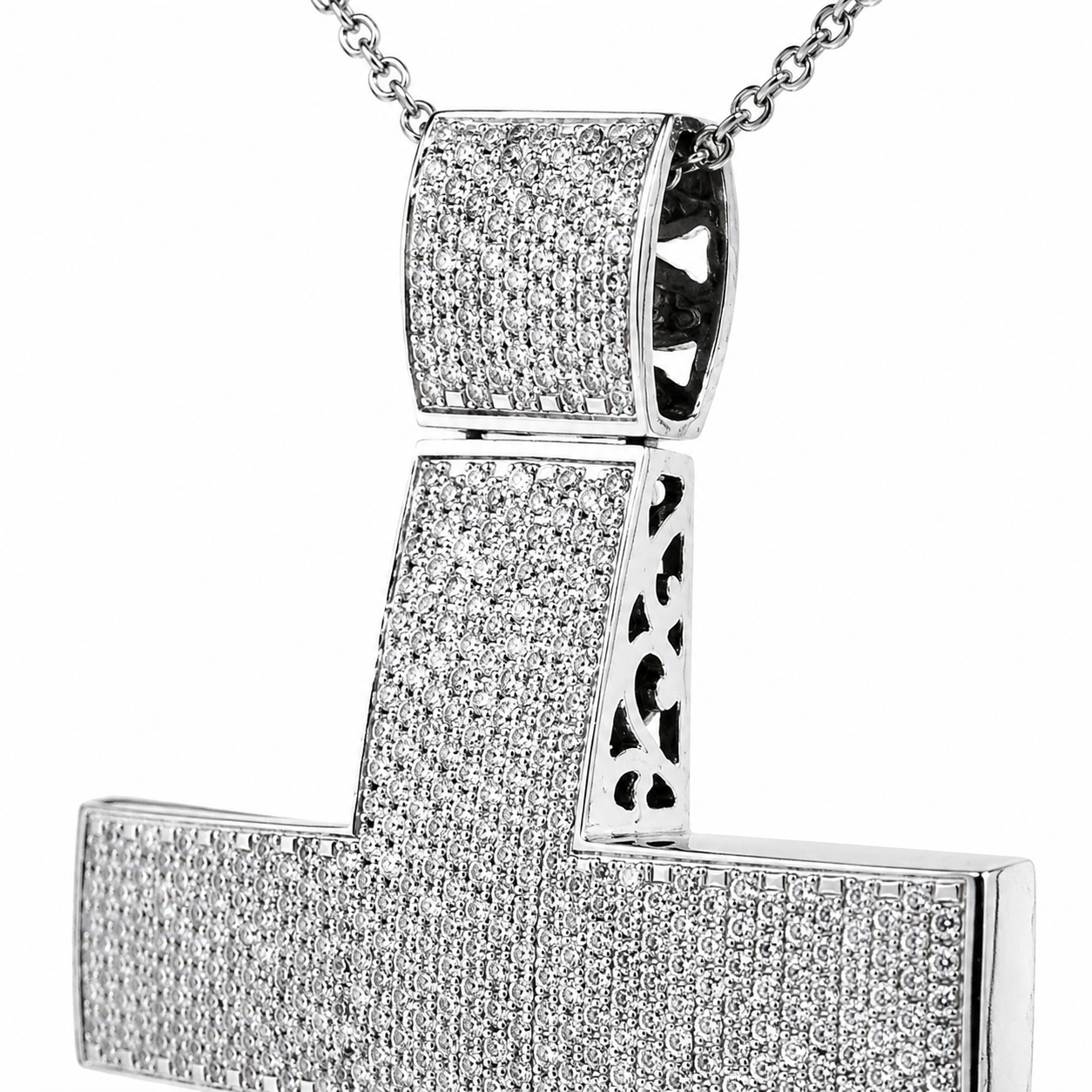Natural Diamonds Cross Pendant 14KT White Gold