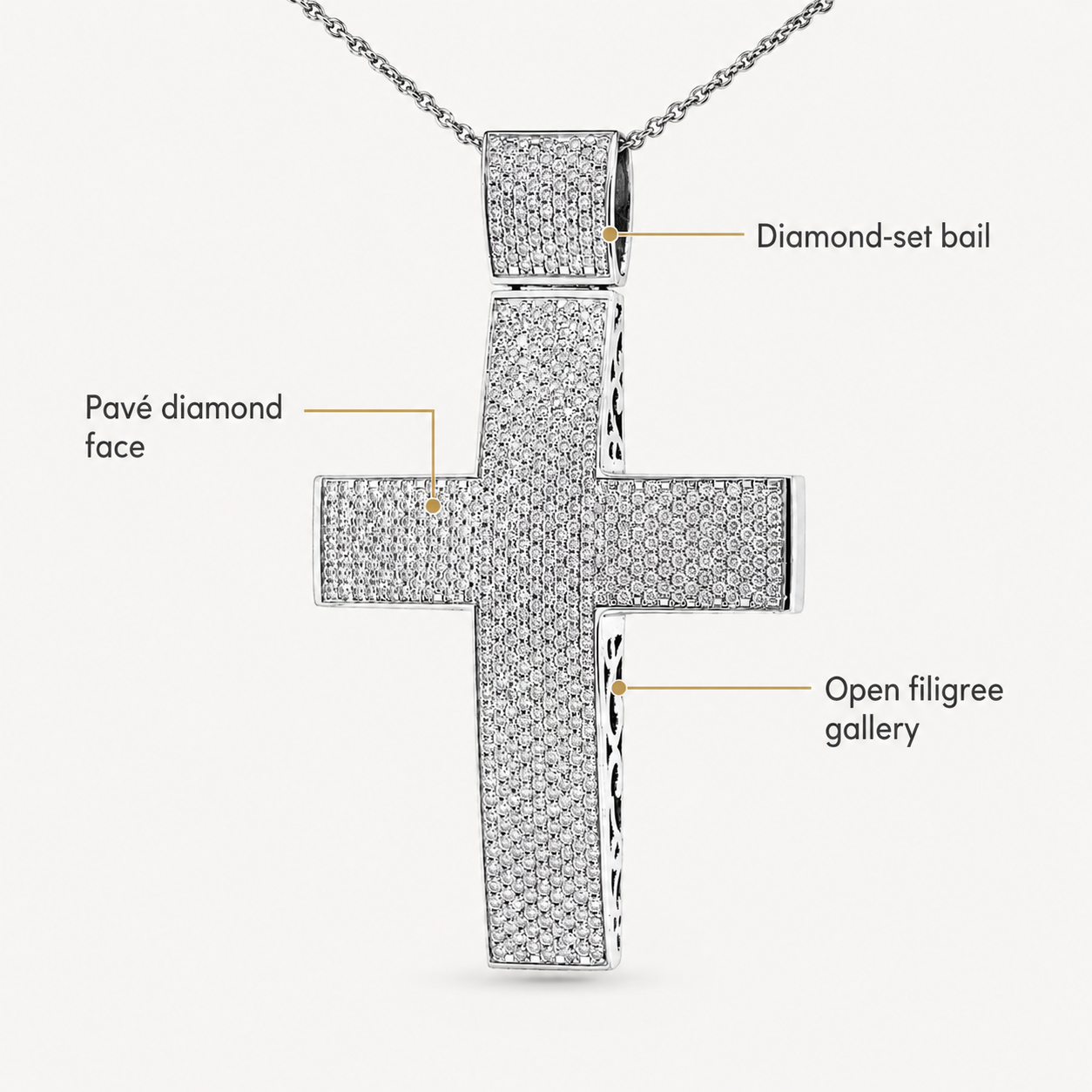 Natural Diamonds Cross Pendant 14KT White Gold