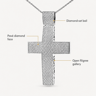 Natural Diamonds Cross Pendant 14KT White Gold