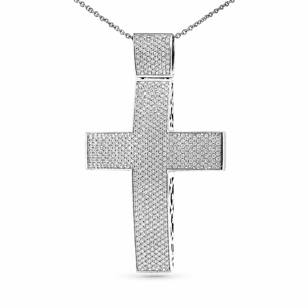 Natural Diamonds Cross Pendant 14KT White Gold