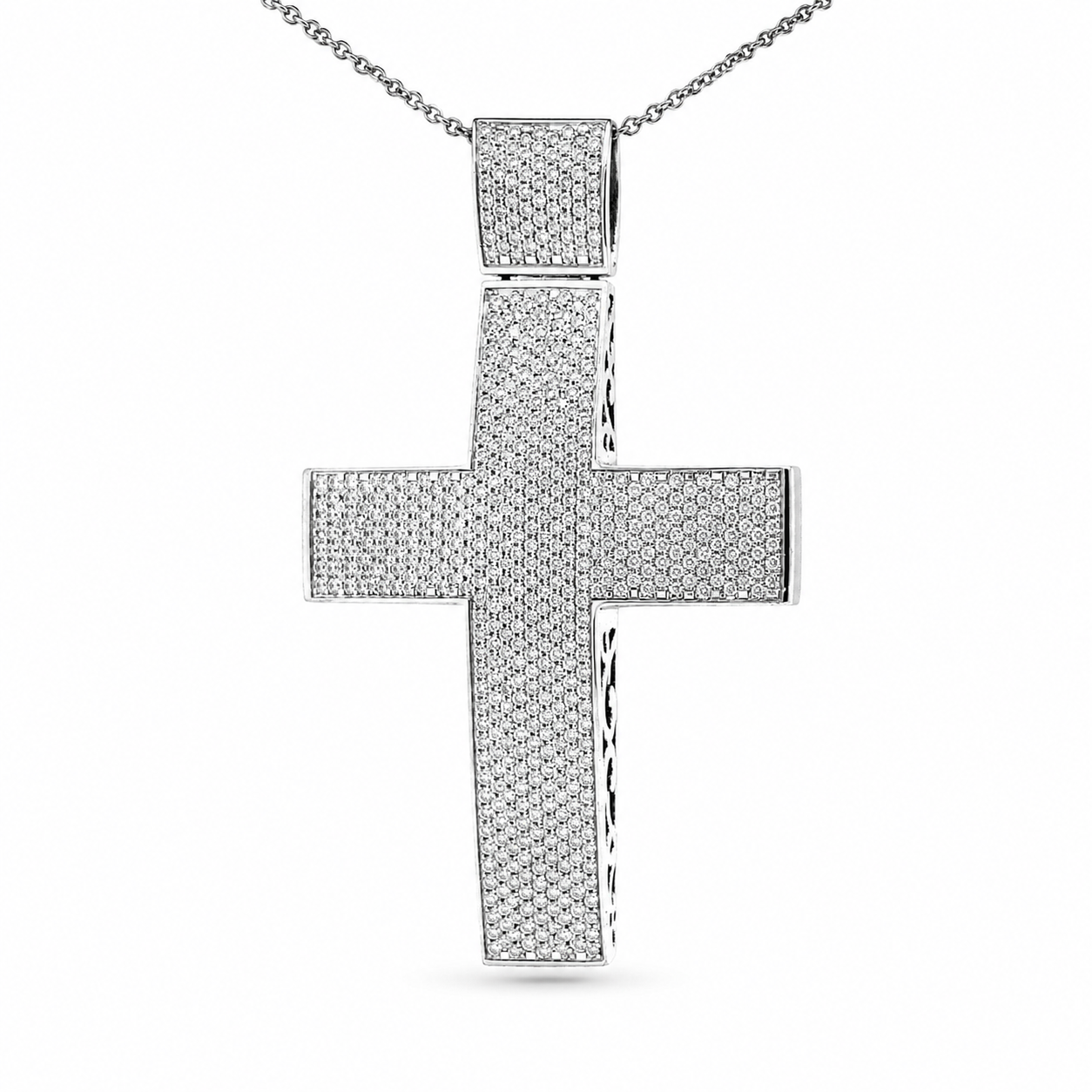 Natural Diamonds Cross Pendant 14KT White Gold