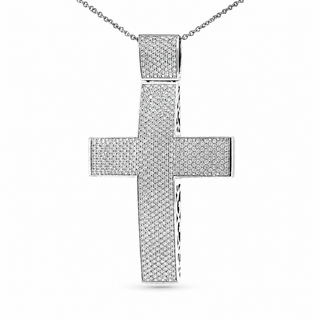 Natural Diamonds Cross Pendant 14KT White Gold