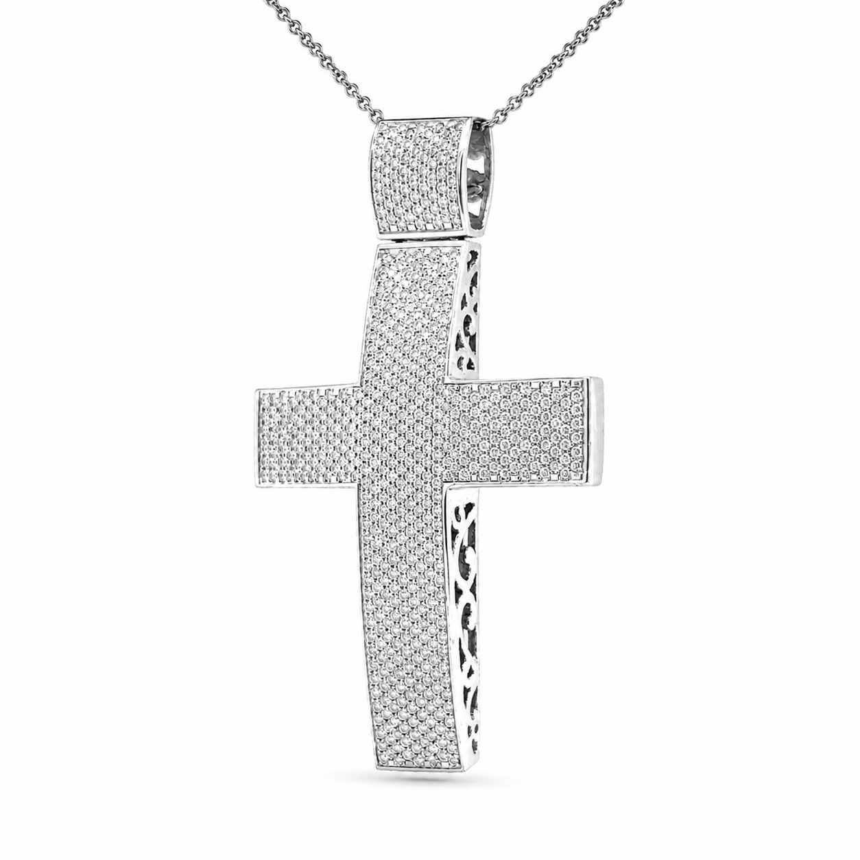 Natural Diamonds Cross Pendant 14KT White Gold