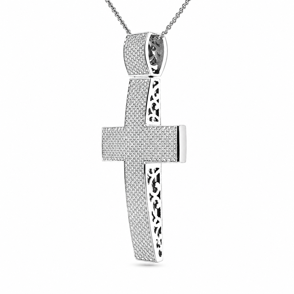 Natural Diamonds Cross Pendant 14KT White Gold