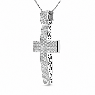 Natural Diamonds Cross Pendant 14KT White Gold