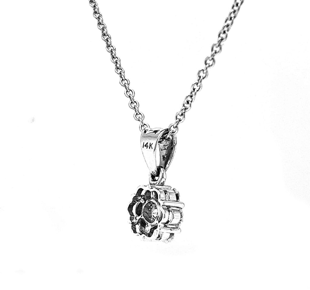 Natural Diamond Illusion Cluster Pendant, in White Gold