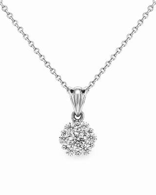 Natural Diamond Illusion Cluster Pendant 14KT White Gold