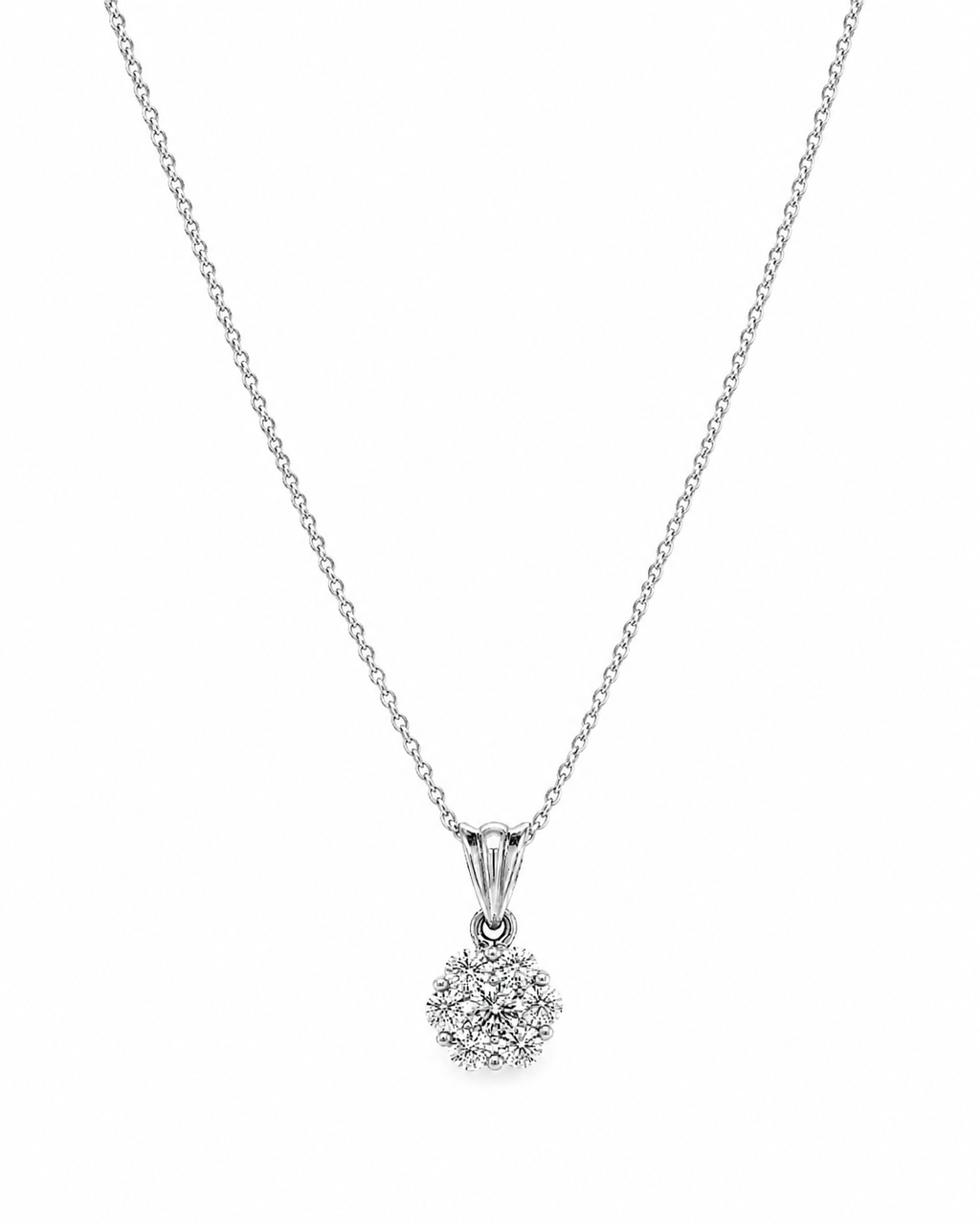 Natural Diamond Illusion Cluster Pendant 14KT White Gold