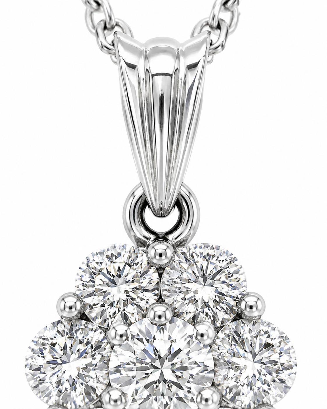 Natural Diamond Illusion Cluster Pendant 14KT White Gold