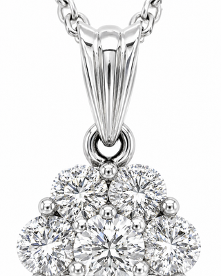 Natural Diamond Illusion Cluster Pendant 14KT White Gold
