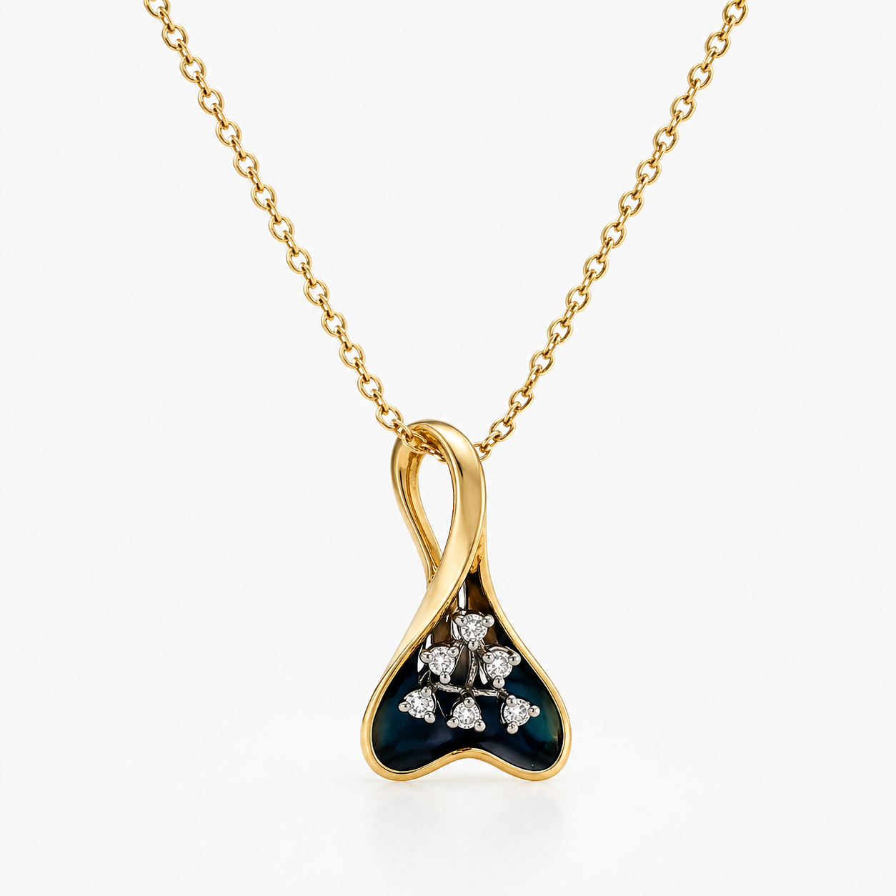 Natural Diamond Fancy Cocktail Pendant 14KT Yellow Gold
