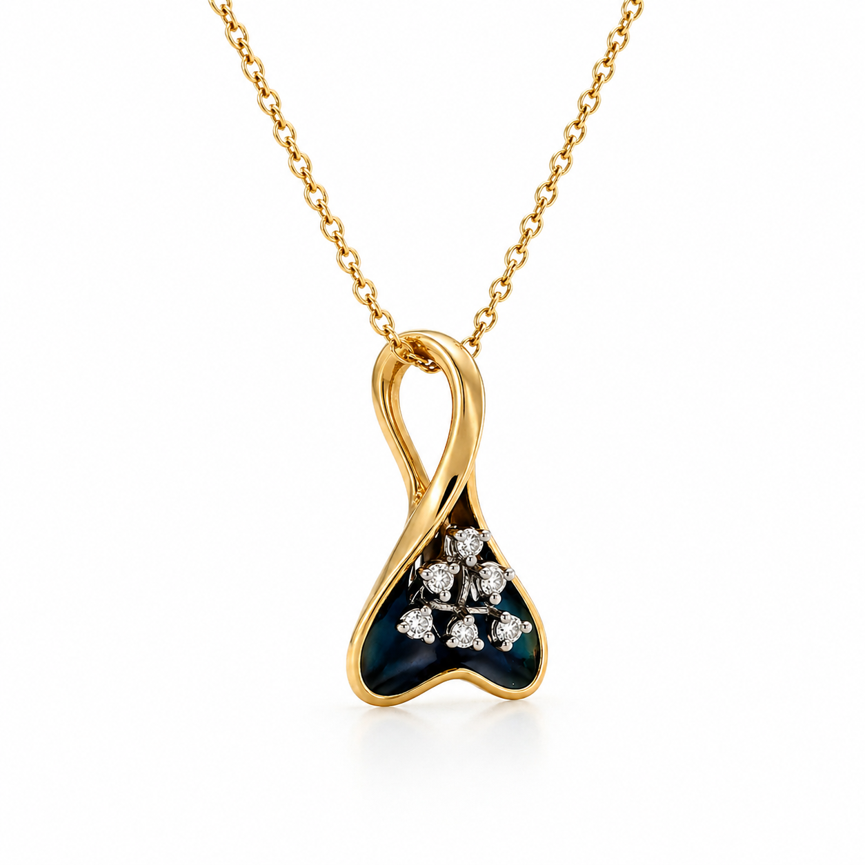 Natural Diamond Fancy Cocktail Pendant 14KT Yellow Gold