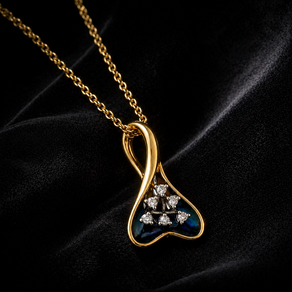 Natural Diamond Fancy Cocktail Pendant 14KT Yellow Gold