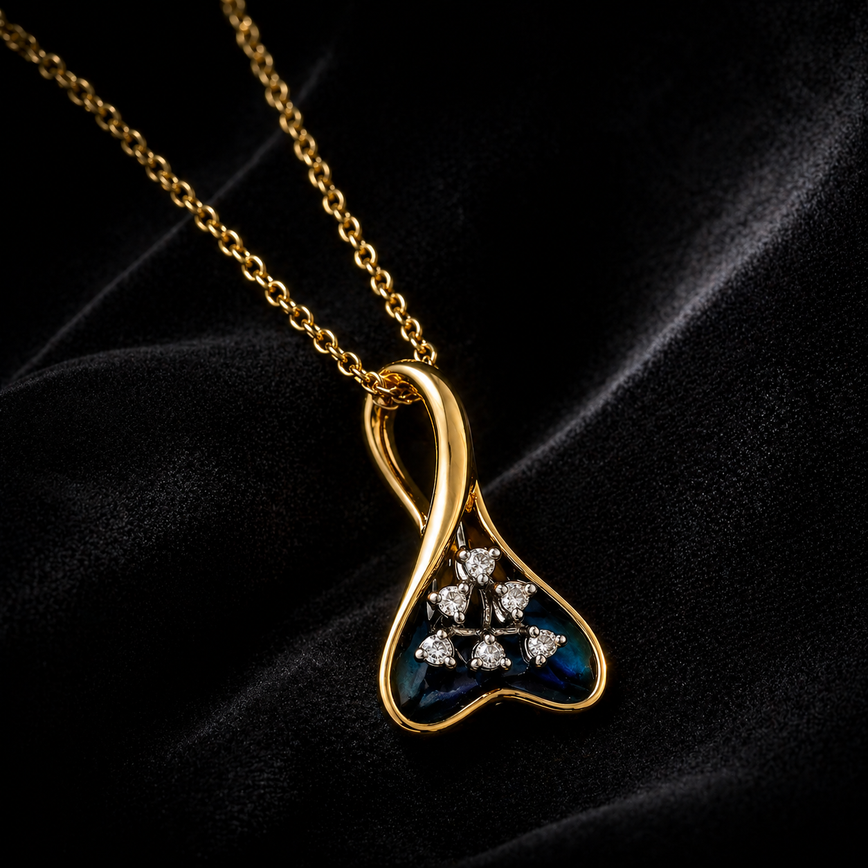 Natural Diamond Fancy Cocktail Pendant 14KT Yellow Gold