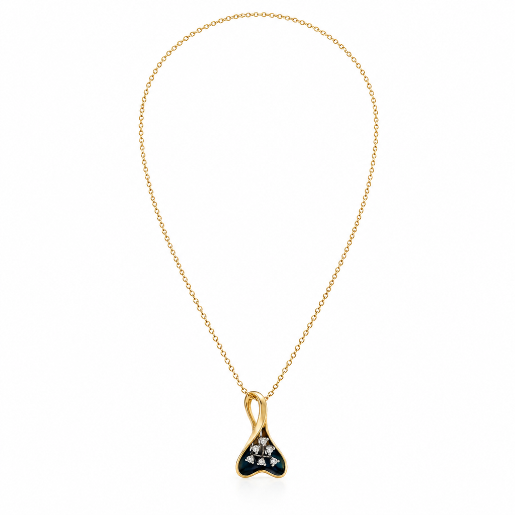Natural Diamond Fancy Cocktail Pendant 14KT Yellow Gold