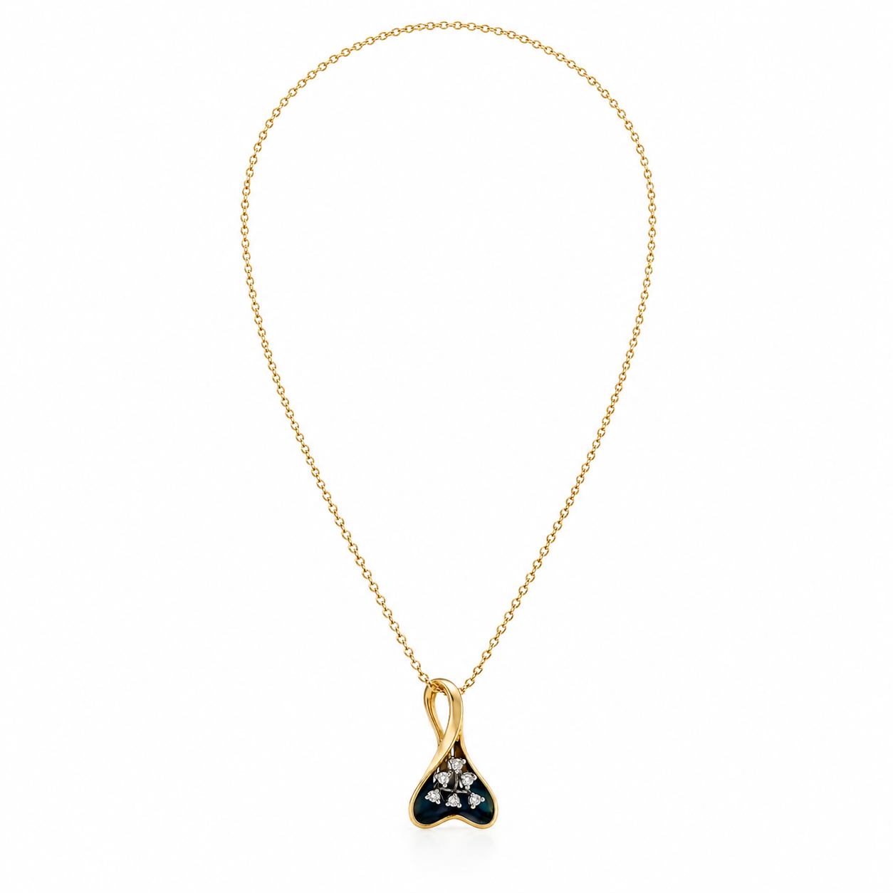 Natural Diamond Fancy Cocktail Pendant 14KT Yellow Gold