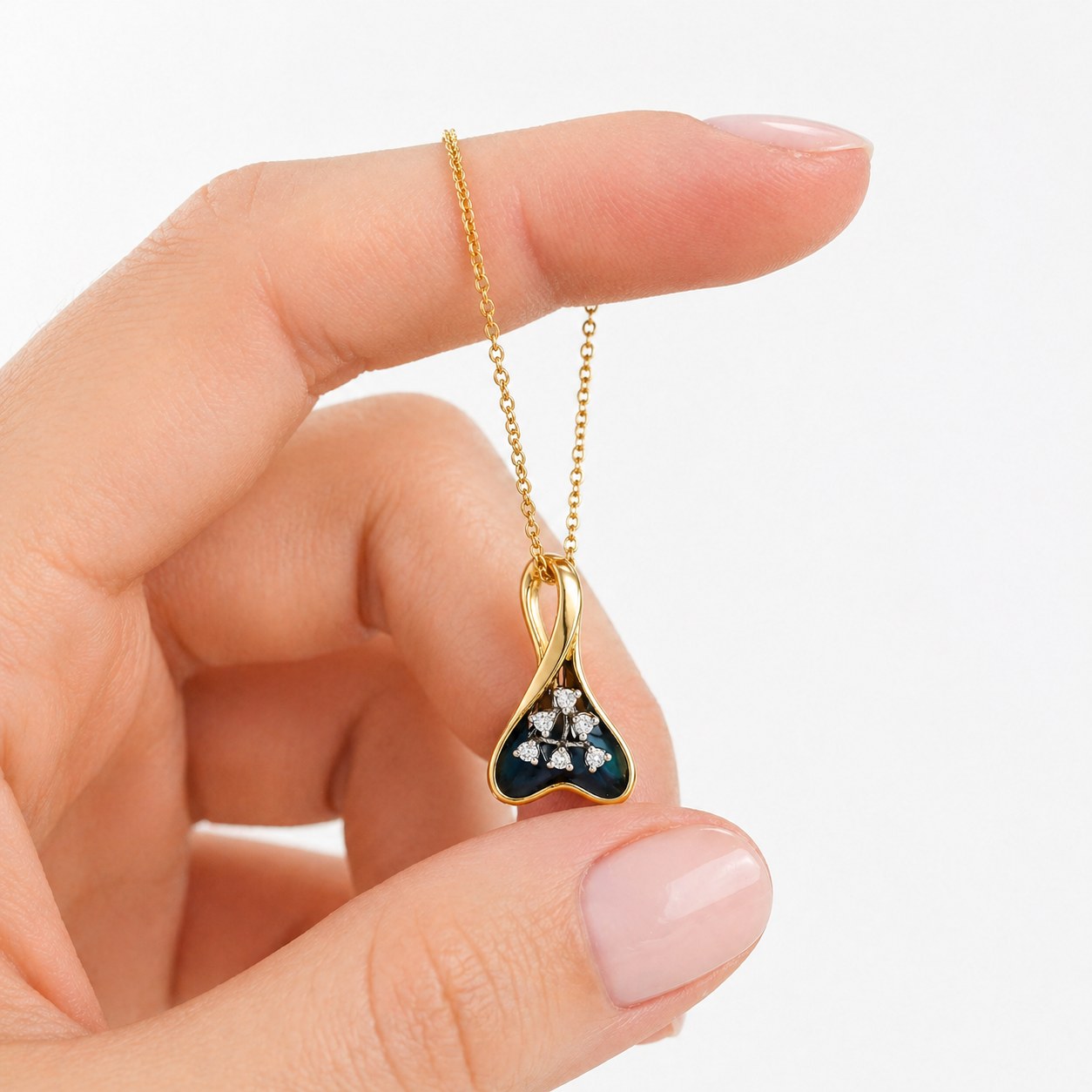 Natural Diamond Fancy Cocktail Pendant 14KT Yellow Gold