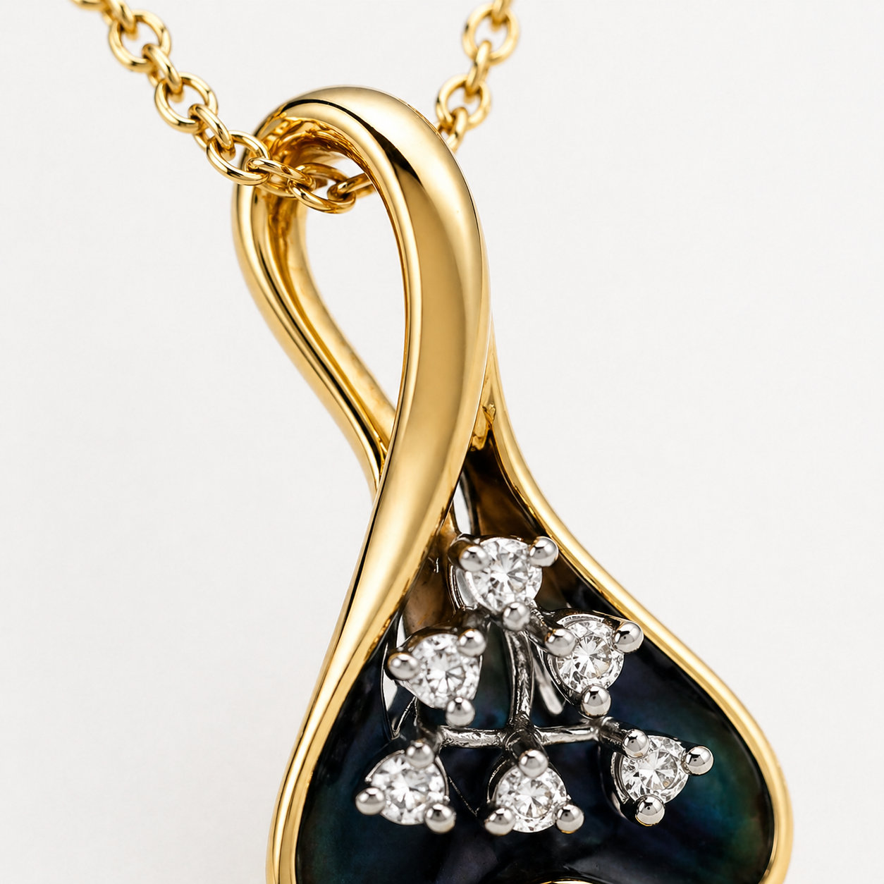 Natural Diamond Fancy Cocktail Pendant 14KT Yellow Gold