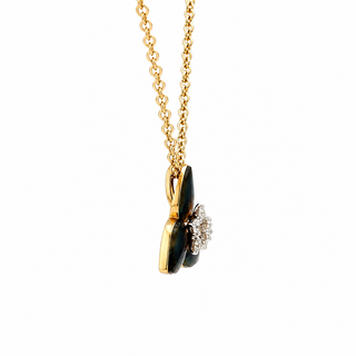 Natural Diamond Fancy Lotus Flower Pendant 14KT Yellow Gold