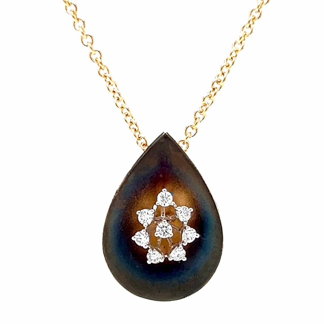 Natural Diamond Leaf  Pendant Necklace, in Yellow Gold