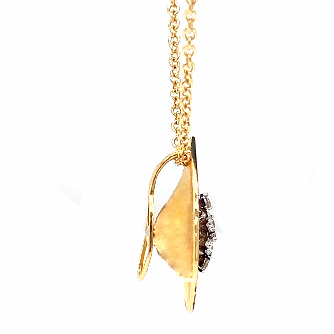 Natural Diamond Leaf  Pendant Necklace, in Yellow Gold