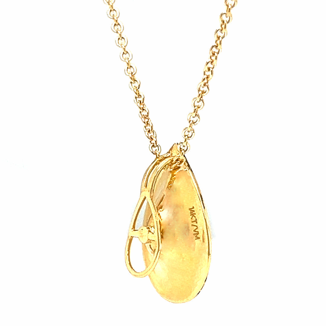 Natural Diamond Leaf  Pendant Necklace, in Yellow Gold