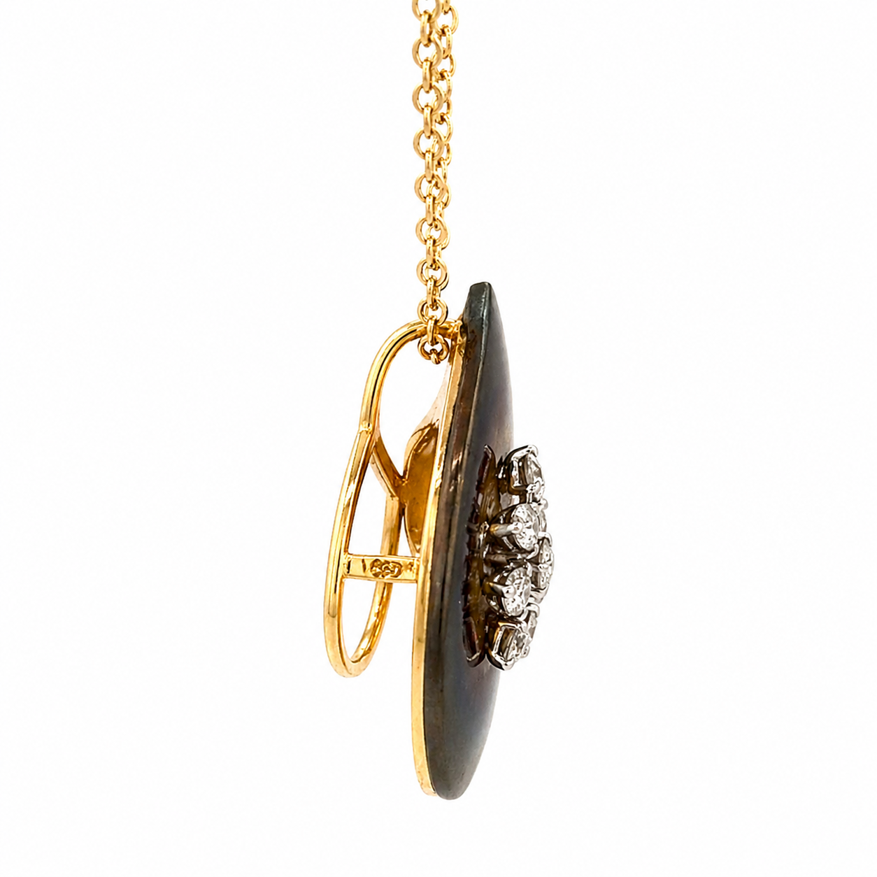 Natural Diamond Leaf Pendant 14KT Yellow Gold